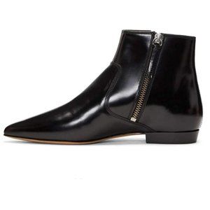 XYD Formal Pointed Closed Toe Flat Ankle Boots Low